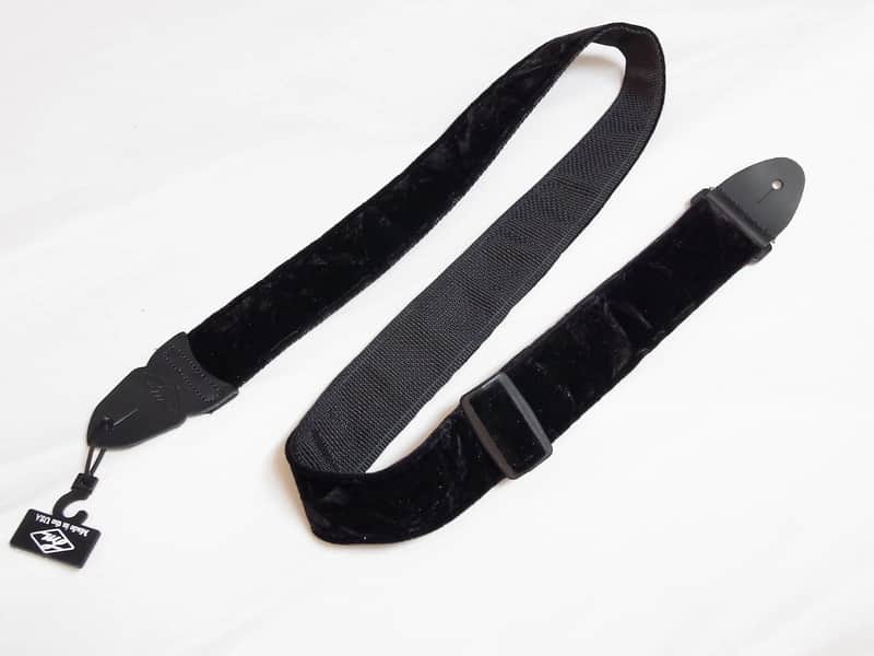 LM 2" Crushed Velvet BLACK guitar STRAP - Comfortable, Soft - NEW old stock image 1