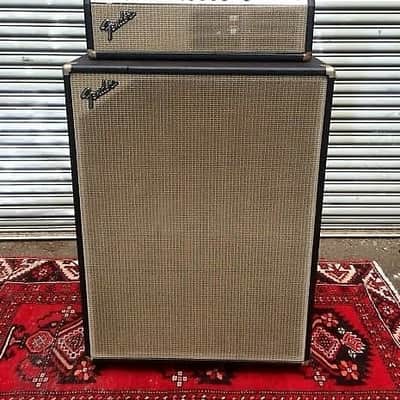 Fender Bassman 135 Head and speaker cabinet matching stack original vintage 1970s Silverface image 1