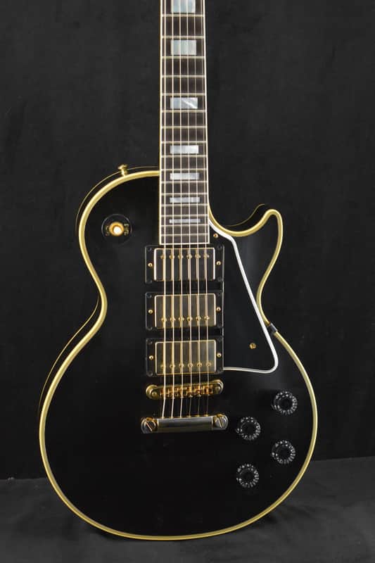 Gibson Custom Shop Les Paul Custom Chambered Body Slim Neck 3 Pickup Ebony VOS GH Fuller's Exclusive image 1