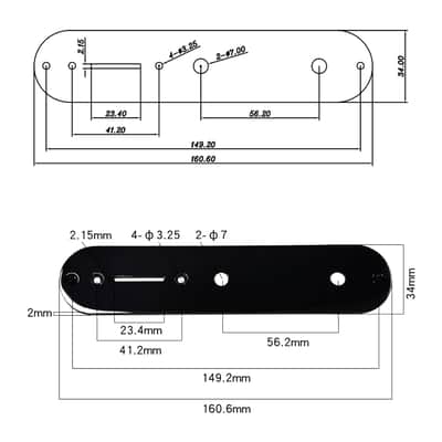 Tele Electric Guitar Control Plate Stainless Steel Two Control-Knob Holes Control Plate With 7Mm Diameter Pot Holes Compatible With Most Teleocaster Tele Guitar Replacement Parts Black image 6