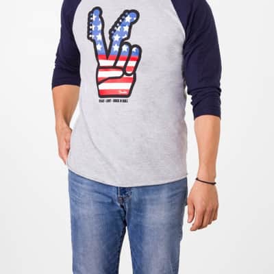 Fender Guitars Peace Sign Graphic Raglan Shirt, Size Medium #9147419406 image 4