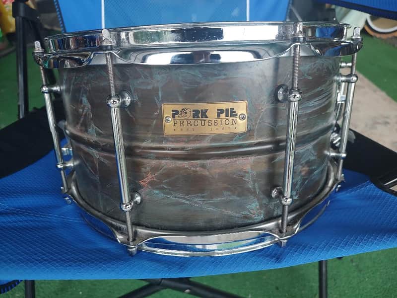 Pork Pie 6.5" x 13" Snare Drum Brass Patina 2008 Model #17814 Signed image 1