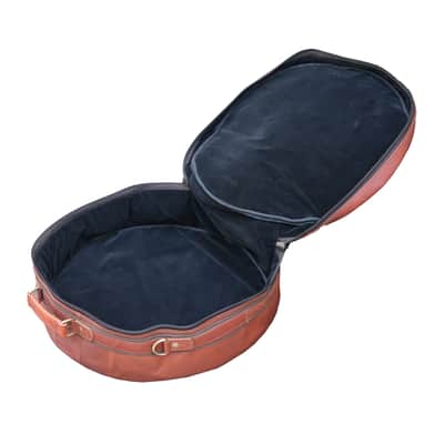 Leather Snare Drum Bag 14 x 5.5" Inch Padded Case with Shoulder Strap and Front Pocket - Brown image 3
