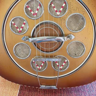 1950s Del Vecchio acoustic resonator guitar (red/gold sunburst) image 4