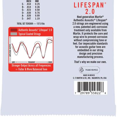 Martin MA530T Lifespan 2.0 Treated Acoustic Phosphor Bronze, Extra Light, 10-47 image 2