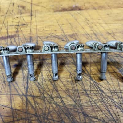Vintage RARE 1965 Silver Plastic Buttons 6 in a line on a plate Guitar Tuners Luthier Parts image 5
