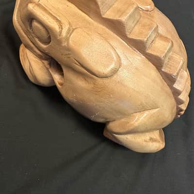 Handmade 11"x6.5" X-LARGE Frog Guiro Scraper Rasper, with Beater-MINT image 7