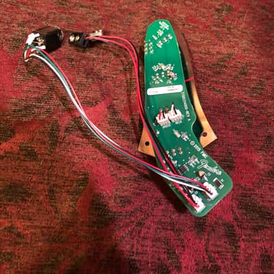 Fender American Elite Jazz Bass Preamp PCB w/ control plate knobs and leads image 3
