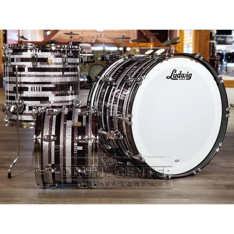 Ludwig Classic Maple 3pc 24/14/16 Drum Set Digital Black Sparkle image 1