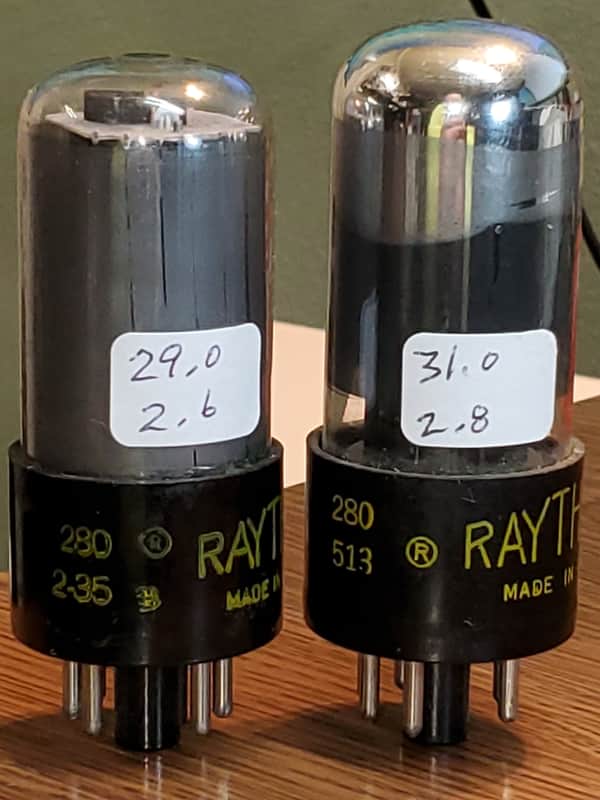 6V6GT Raytheon Matched Pair MaxiMatcher2 tested image 1