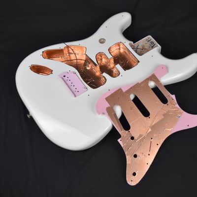 Custom Pre-order! Left Handed Stratocaster White Pink SSS 5-Way Wilkinson 60's WVS Alnico 5 image 12
