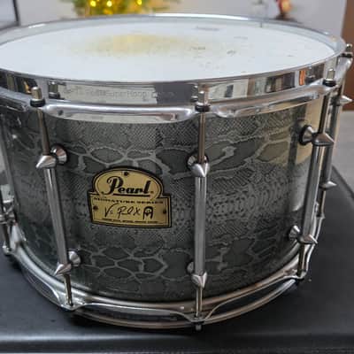 VINNIE PAUL'S PROTOTYPE Pearl Pantera Signature Snare Drum - 1 of 1 Artist Owned Collector - Money Green Python Snakeskin Vinnie Paul VP1480 14x8" Signed COA Dimebag Darrell Dime image 2