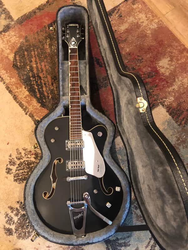 LOADED & CUSTOM” GRETSCH HOT RODDED / RAT ROD 5410t Matte Black … “MINT” … Korean made w/ Quality USA UPGRADES !!! / tvjones Brian Setzer Pups & tvjones wire harness / Tru-Arc Bridge / Quality Grover Locking tuners & high quality Gretsch Case image 1