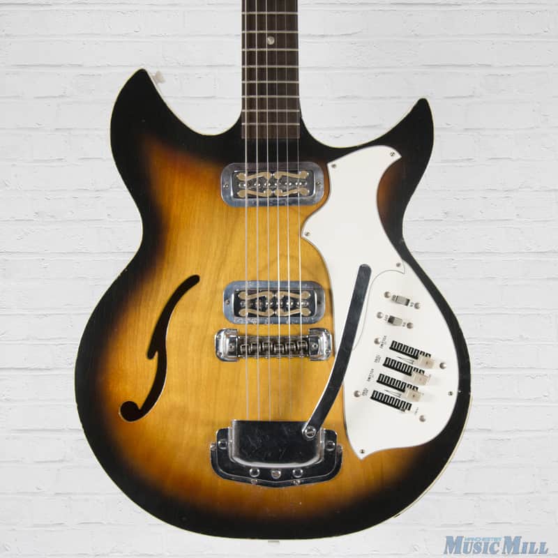 Vintage Harmony H82 Rebel Electric Guitar Sunburst Gold Foil Pickups image 1