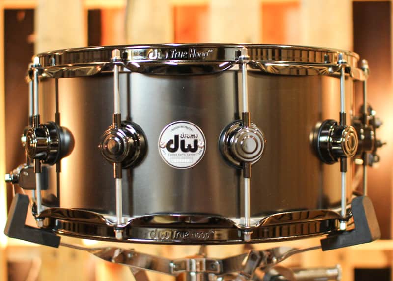 DW 6.5x14 Collector's Satin Black over Brass w/ Black Nickel Snare Drum - DRVD6514SVNBK image 1