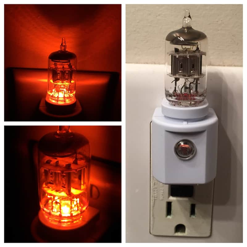 6AK5 6AL5 Style Amber Vintage Vacuum Tube Valve LED NIGHT LIGHT (Steampunk TV Ham Radio Guitar Amp) image 1
