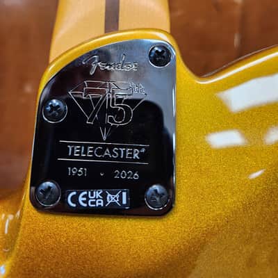 Fender 75th Anniversary American Ultra II Telecaster Liquid Gold with Roadrunner Hardshell Case image 7