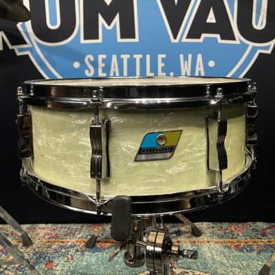 Ludwig - 14x5" 3 Ply Classic, 8-Lug Snare Drum 1976 - White Marine Pearl image 1
