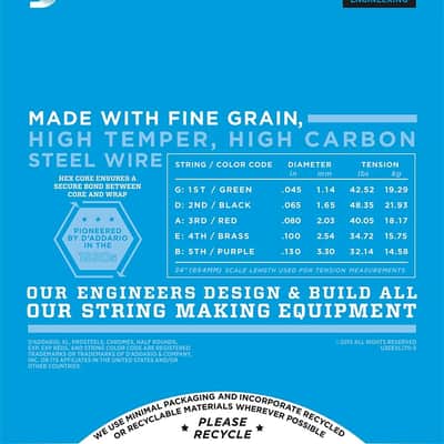 D'Addario EXL170-5 Nickel Wound 5-String Bass Guitar Strings, Light, 45-130, Long Scale image 3