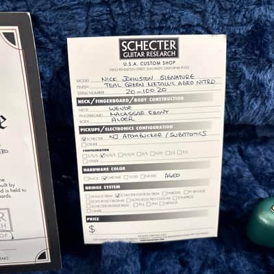 Schecter Nick Johnston Signature Custom Shop 2021 Teal Green Metallic Aged Nitro image 21