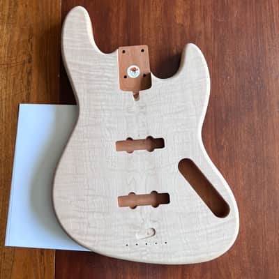 High End Offset Bass Body – Unfinished THICK Curly Maple Top, Solid ONE piece Mahogany Back, Front Routed NOS- limited luthier supply R4 image 7