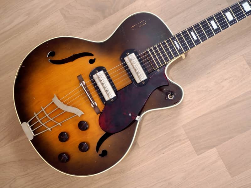 1957 Harmony H62 Vintage Archtop Electric Guitar Sunburst w/ Gibson P-13 Pickups, Case image 1