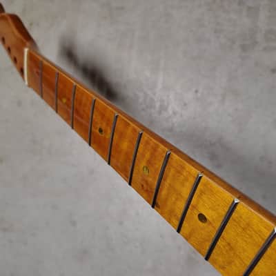 Flame Roasted Maple Tele Neck fits fender Telecaster body 21 frets 50s Gloss image 3