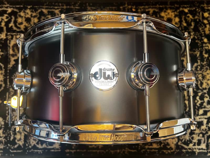 DW Collector's Series Satin Black Over Brass 6.5x14" Snare Drum - Satin Black with Chrome Hardware image 1