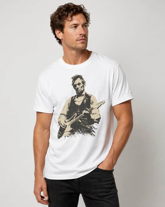 Vintage President Guitar Graphic White T-Shirt – Rock Music Tee image 1