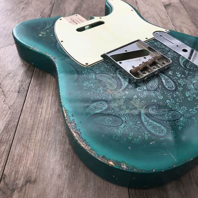 Made to Order - FRANCHIN Mars guitar body Paisley Relic Aged Nitro Lacquer (Black/Blue/Green/Gold/Silver/Pink) Basswood Poplar Telecaster-Tele-T-Style Made in Italy image 5