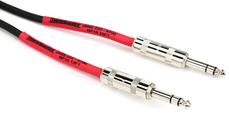 Pro Co BP-10 Excellines Balanced Patch Cable - 1/4-inch TRS Male to 1/4-inch TRS Male - 10 foot image 1