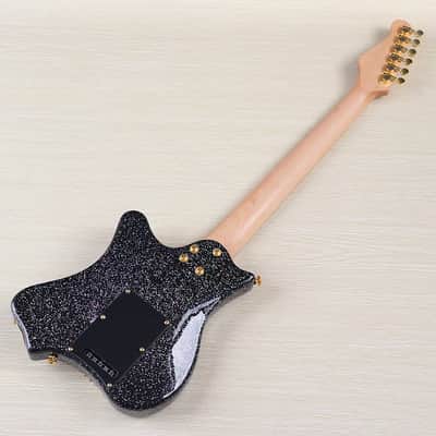 Sparkling Black HH  Custom Electric Guitar, Basswood Body, Maple Neck image 8