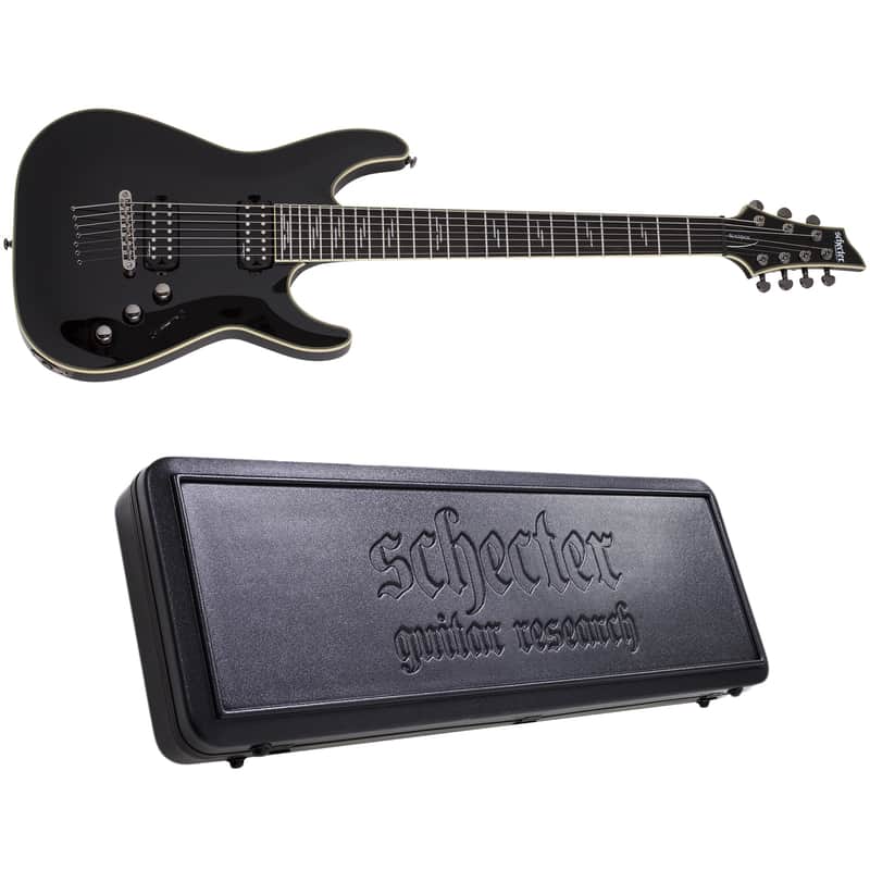 Schecter C-7 Blackjack Gloss Black 7-String Electric Guitar + Hard Case - NEW image 1