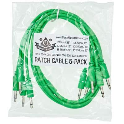 Black Market 3.5mm TS Mini-Jack Plug Patch Cables (25cm/green/pack of 5) image 2