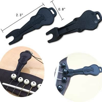 Acoustic Guitar Bone Bridge Saddle Nut with 6pcs Small Abalone Dot Guitar Bridge Pins and Pins puller (Bone bridge & Bone pins) image 4