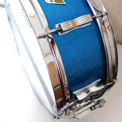 Ludwig No. 908P Jazz Festival 5x14" 8-Lug Snare Drum with Pointed Blue/Olive Badge 1969-1971 Sparkling Blue Pearl image 7