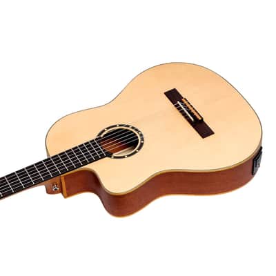 Ortega Family Series Thinline Acoustic-Electric Left-Handed Nylon Classical 6-String Guitar w/ Bag image 8