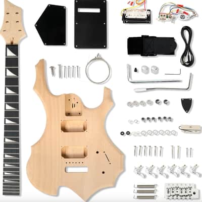 DIY Guitar Kit, 24 Fret Maple Wood Guitar Neck with Rosewood Fingerboard, Mahogany Body image 1