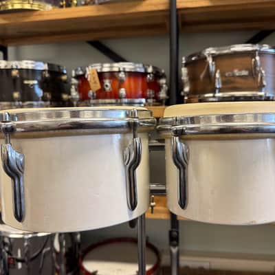 1960s Premier Bongos 6" and 8" White image 5