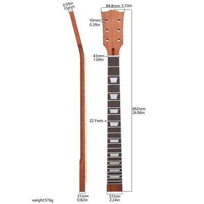 Electric Guitar Neck, 22 Fret Guitar Neck Mahogany Rosewood Fingerboard with Binding Inlay for Lp Guitar Replacement, with a Natural Finish and White Trapezoid Inlay image 2