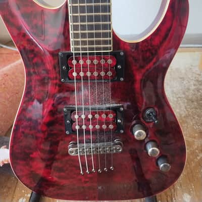Schecter C-1 Exotic Star, Schecter Super Rock w Matching quilted Bobbins, to real maple carved top image 4