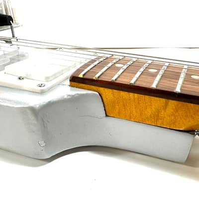 Custom Gizmotron equipped guitar infinite sustain experimental musical instrument The Gizmo Tronic 2023 - Silver relic image 6