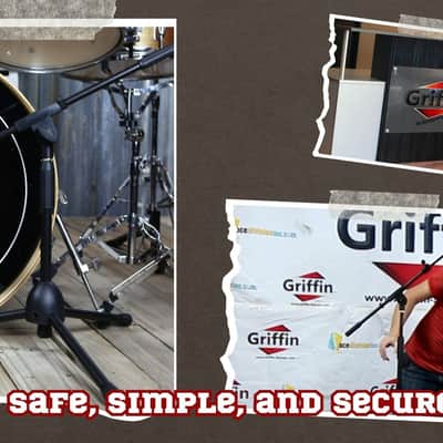 GRIFFIN Short Boom Mic Stand (Low Profile-X Series) – Tripod Mount for Kick Drum, Guitar Amps, Studio Desks, Singing & Home Recording Use image 10