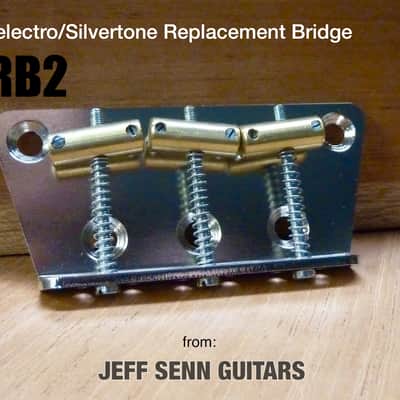 Danelectro/Silvertone Replacement Bridge (DRB2) with 5/16" Intonated Brass Saddles image 2