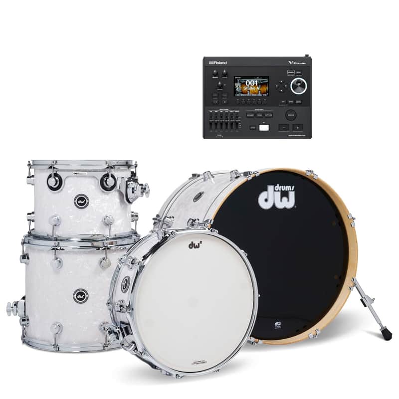 DW DWe 4pc Electronic/Acoustic Drum Shell Pack w/V51 Module White Marine image 1