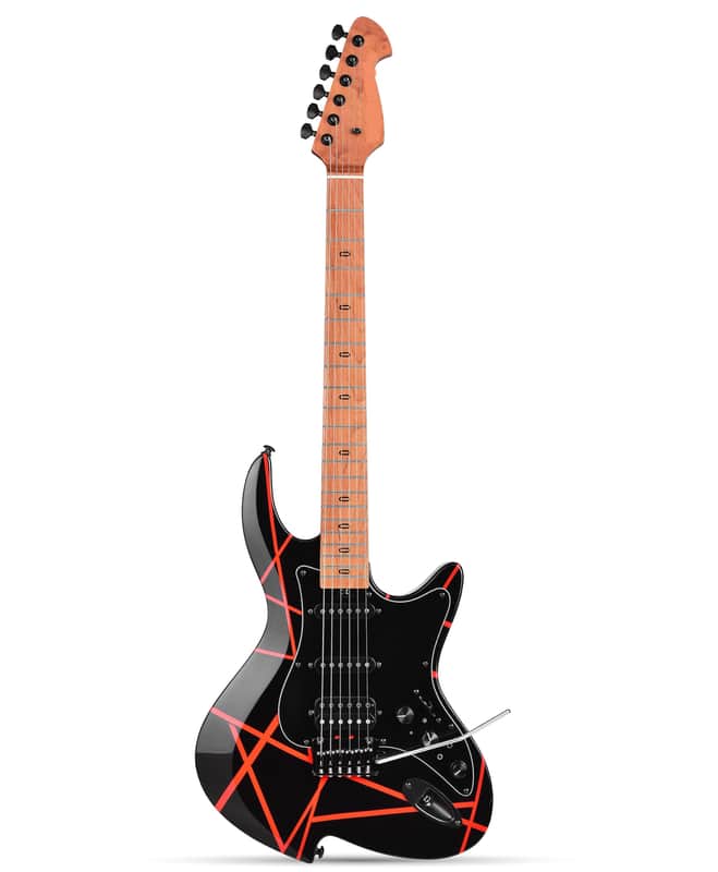 Electric Guitar with Roasted Maple Neck, SSH Active Pickups, Built-in Multi-Effects & Vintage Tremolo(Red Black) image 1