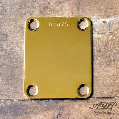 Gold Neck Plate with Serial Number for Strat Tele, P-J-Bass image 1
