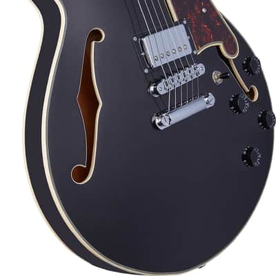 D'Angelico Premier SS Semi-Hollow Body Electric Guitar, Black Flake w/Gig Bag image 15