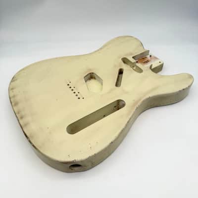 MJT Telecaster Body Relic Alder Nitro Vintage White Light mjt6662 image 1