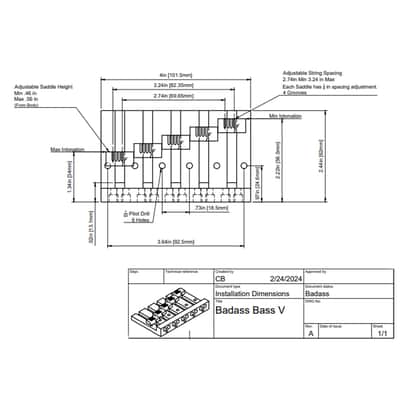 Leo Quan® Badass V™ 5-String Bass Bridge-Chrome image 16